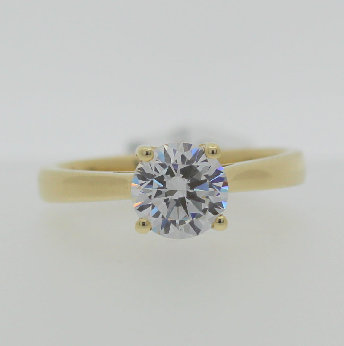 9ct Yellow Gold Four Claw Cubic Zirconia Dress Ring