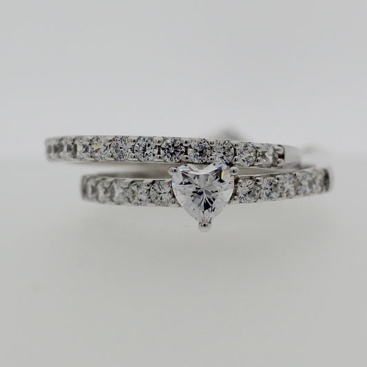 9ct White Gold Cubic Zirconia Set Of Three Rings