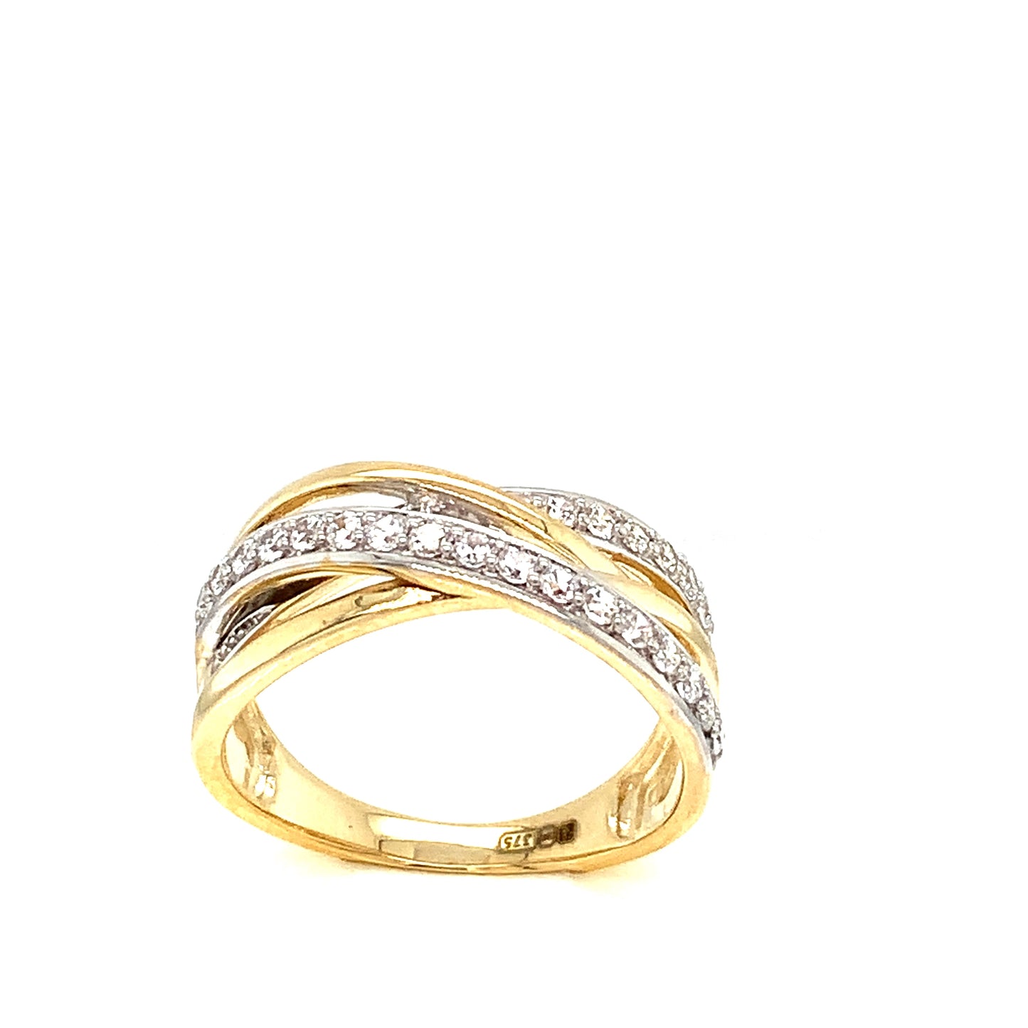 9ct Cross Over Cubic Zirconia Dress Ring