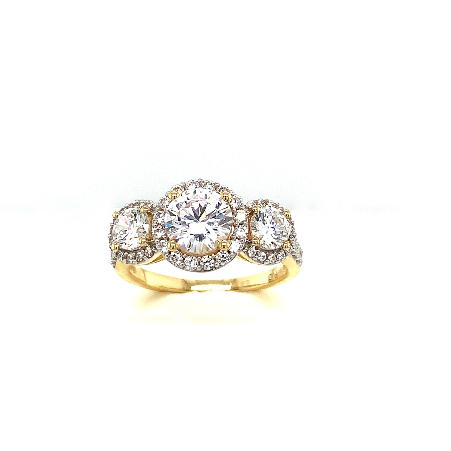 9ct Three Stone Cubic Zirconia Dress Ring