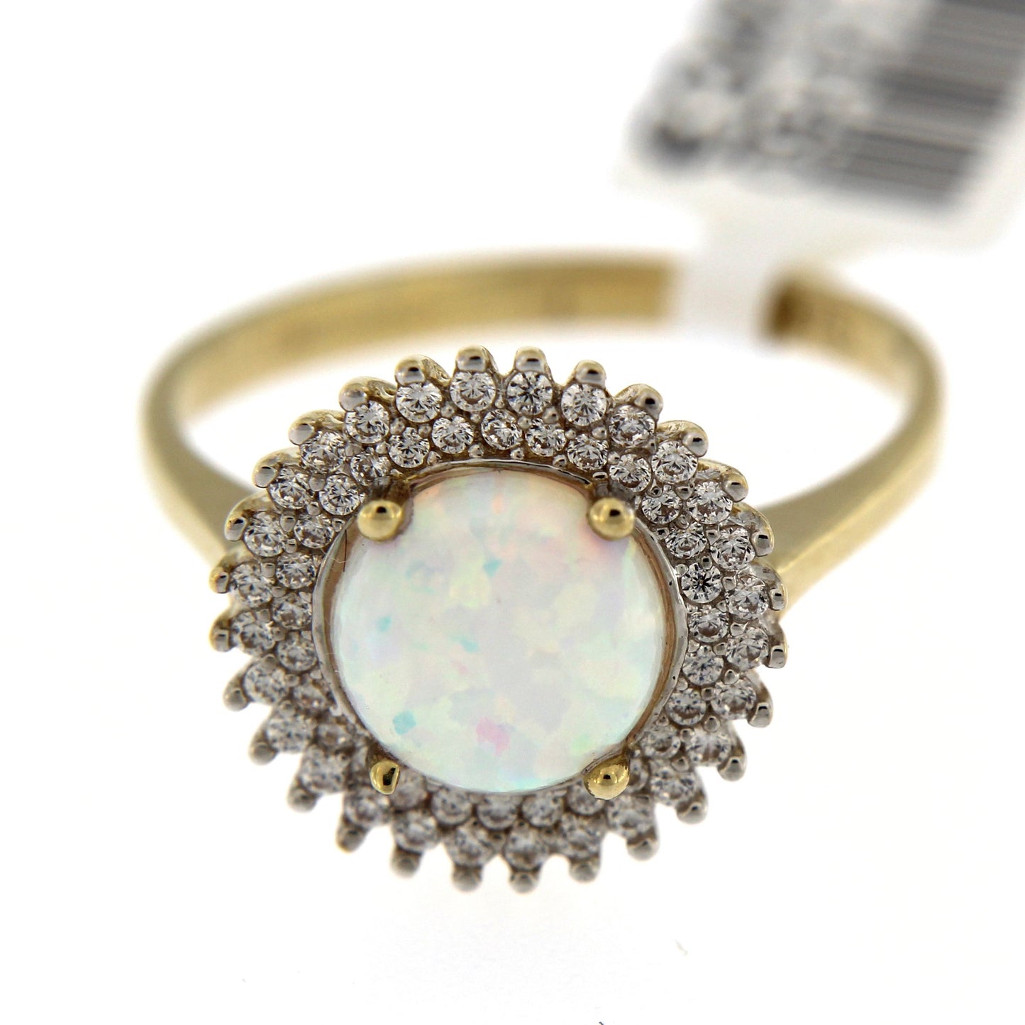 9ct Opan And Cubic Zirconia Ring