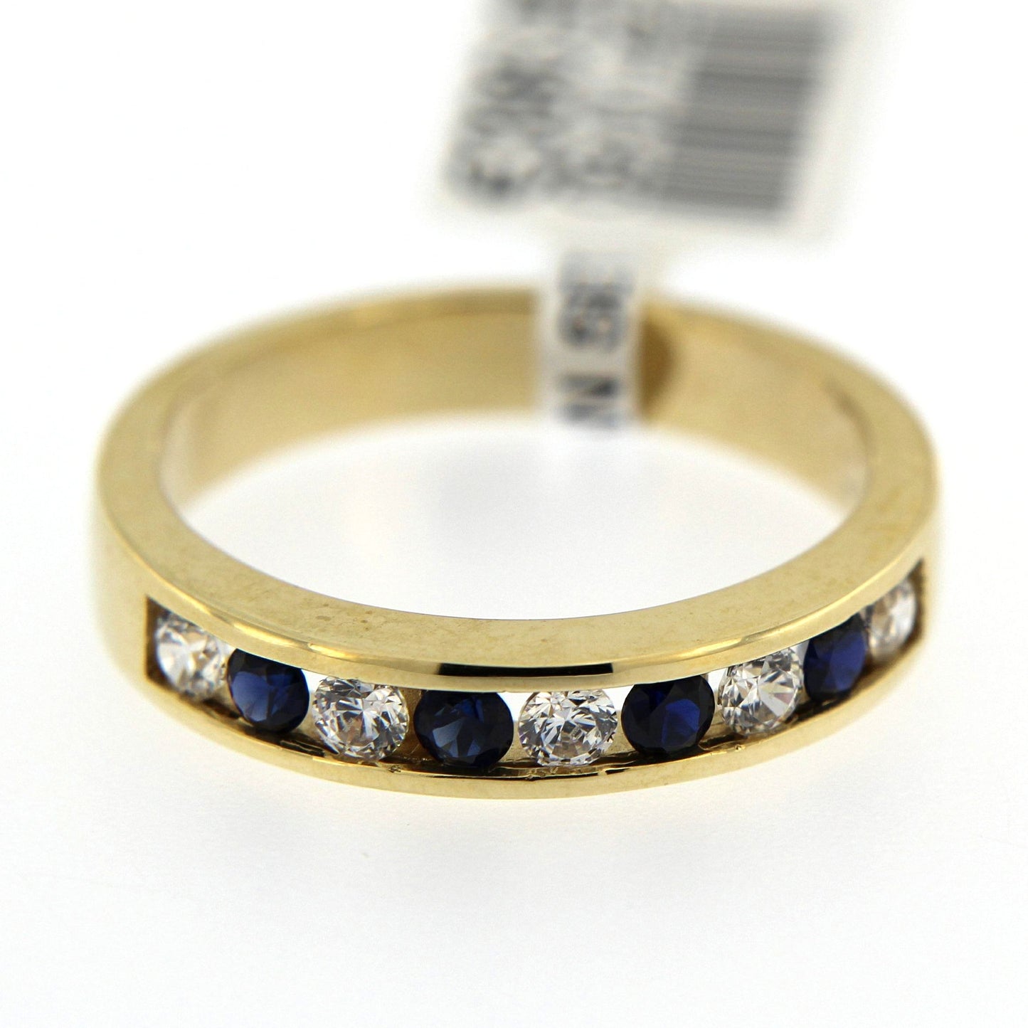 9ct Sapphire And Cubic Zirconia Channel Set Ring