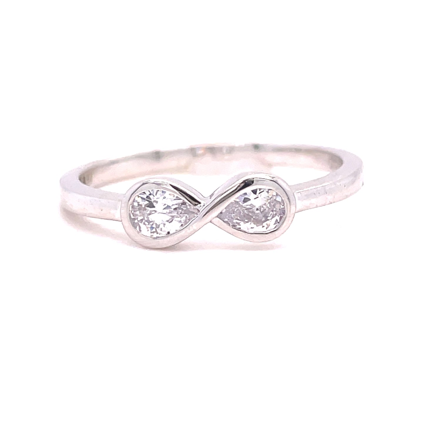 9ct White Gold Cubic Zirconia Infinity Ring
