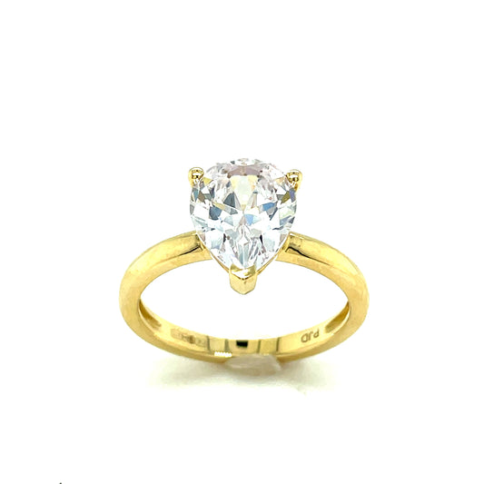 9ct Pear Shaped Cubic Zirconia Ring