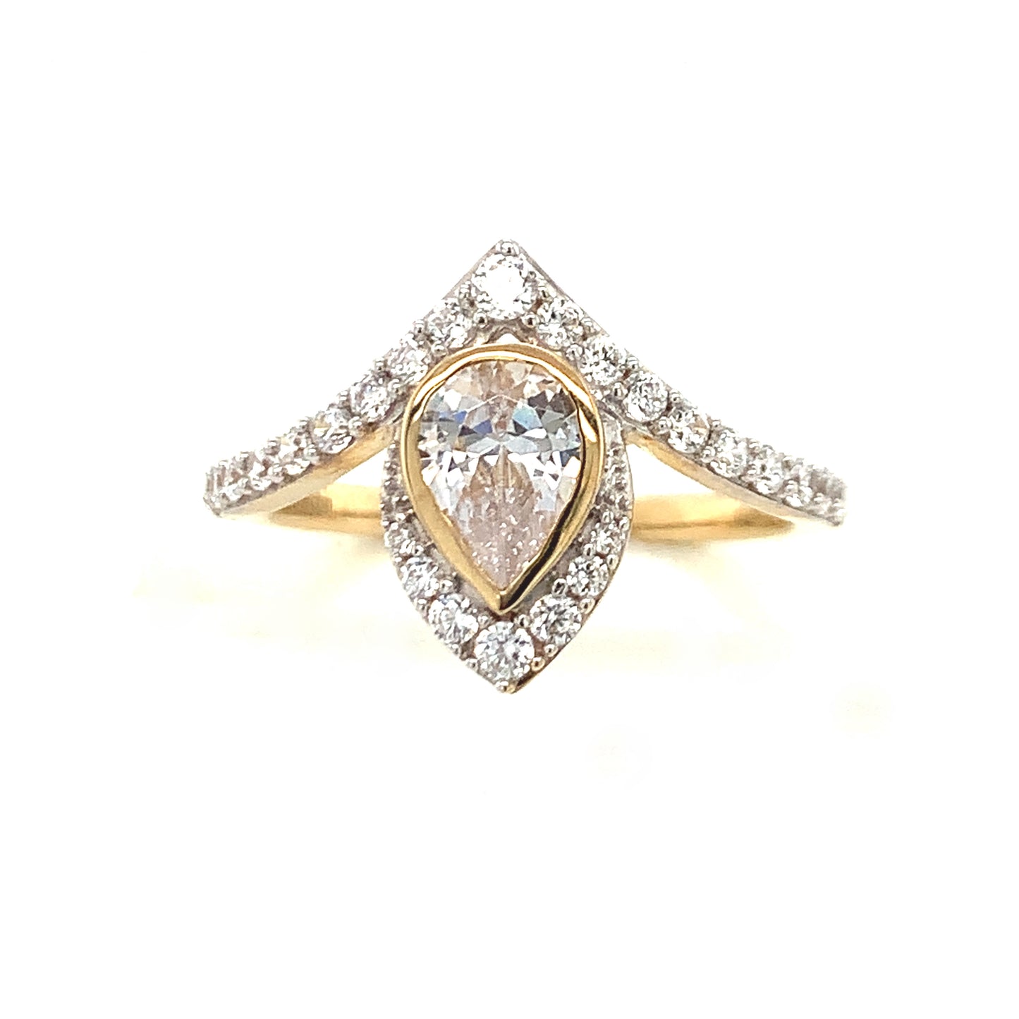 9ct Wishbone Cubic Zirconia Ring