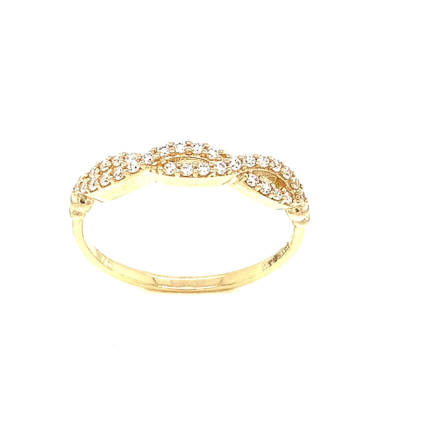9ct Cubic Zirconia Cross Over Twist Ring