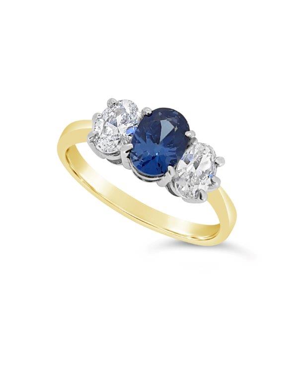 9ct Tanzanite And Cubic Zirconia Three Stone Dress Ring