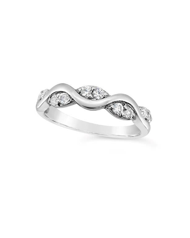 9ct White Gold Cubic Zirconia And Polished Twist Dress Ring