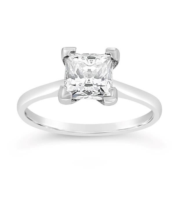 9ct White Gold Solitaire Cubic Zirconia Dress Ring