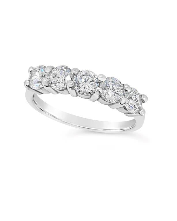 9ct White Gold Five Stone Cubic Zirconia Dress Ring