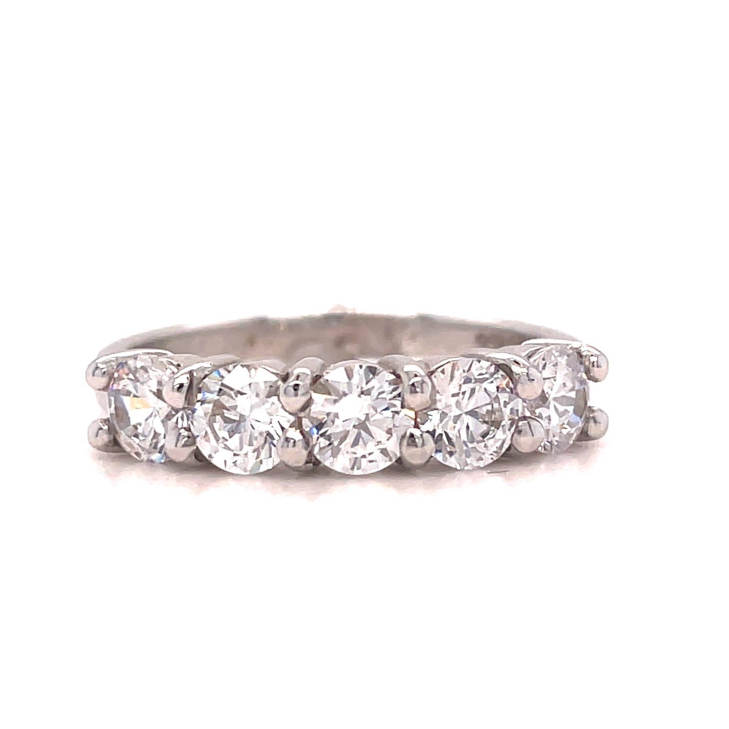9ct White Gold Five Stone Cubic Zircobnia Ring