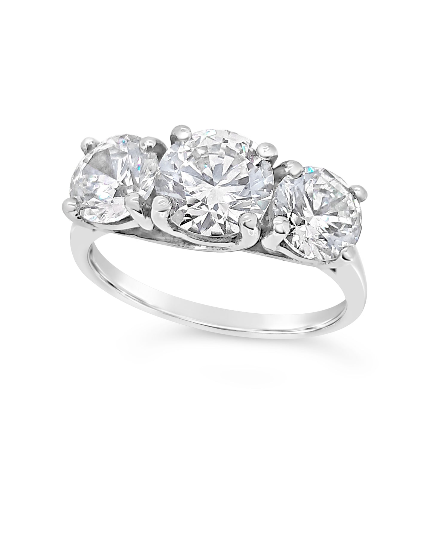 9ct White Gold Three Stone Cubic Zirconia Ring