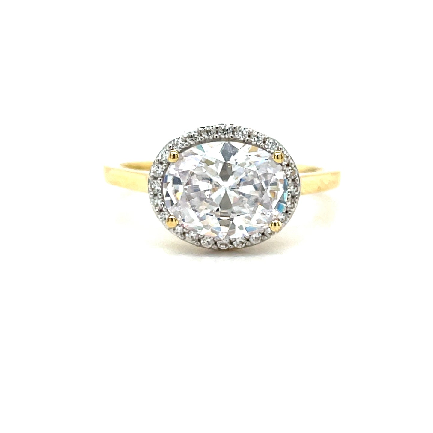 9ct Cubic Zirconia Oval Cluster Dress Ring