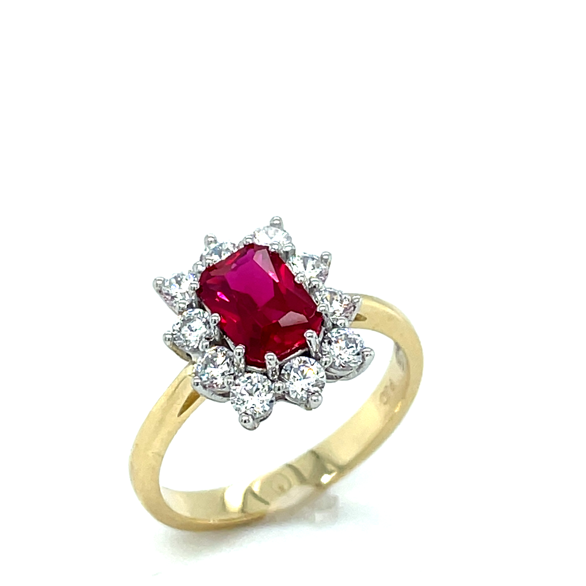9ct Red And Cubic Zirconia Cluster Dress Ring
