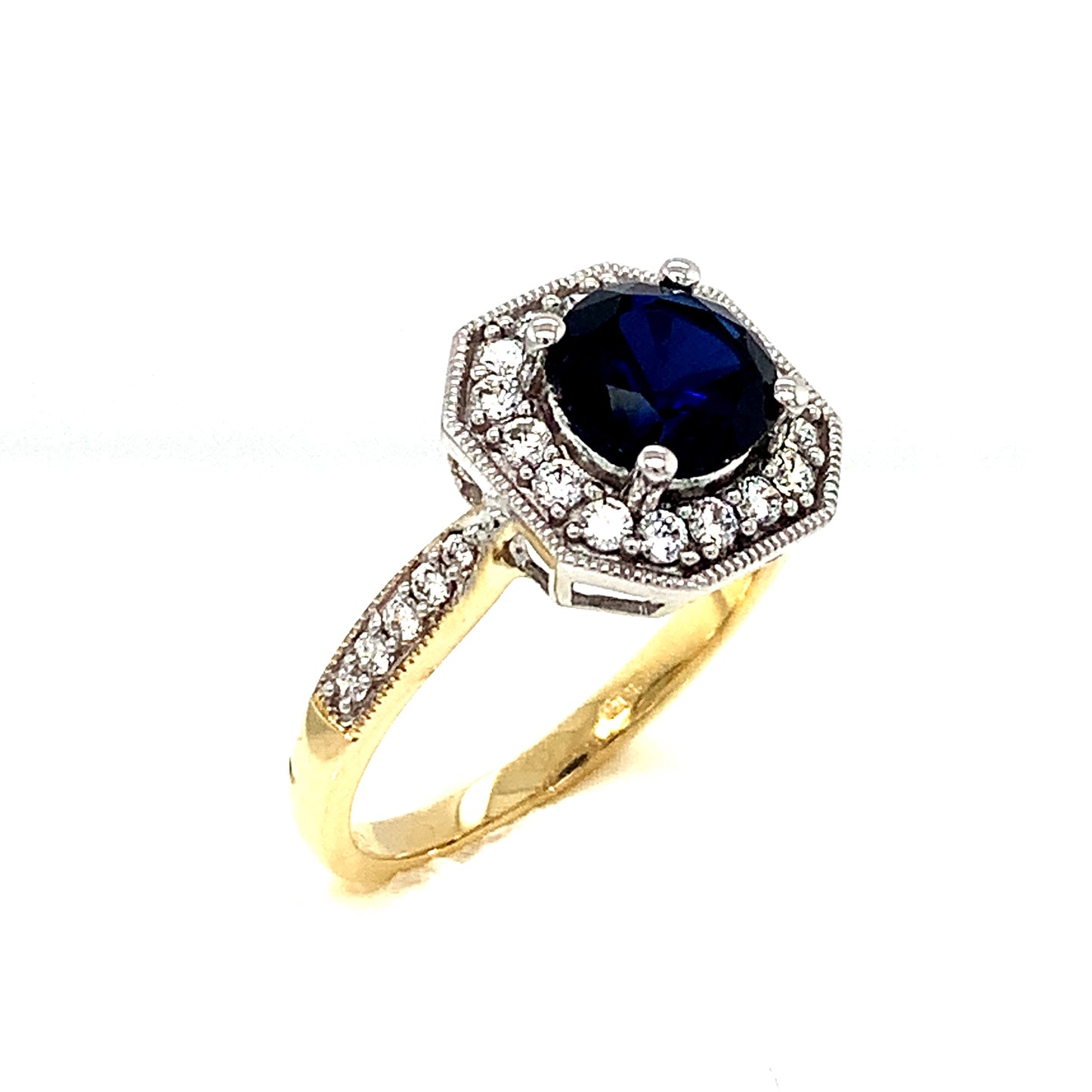 9ct Sapphire And Cubic Zirconia Dress Ring