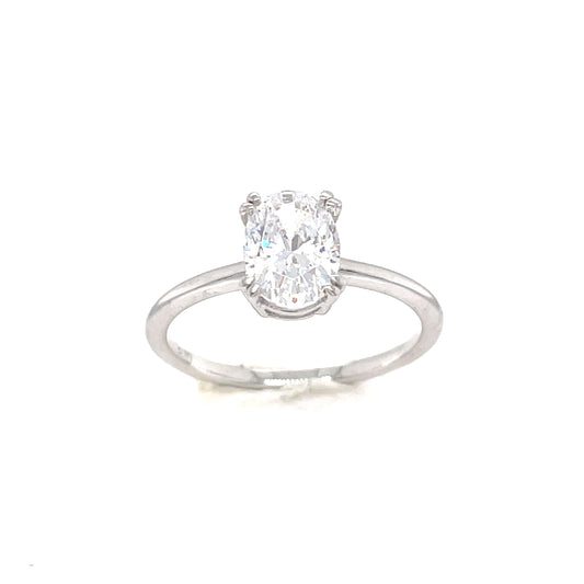 9ct White Gold Cubic Zirconia Oval Solitaire Ring