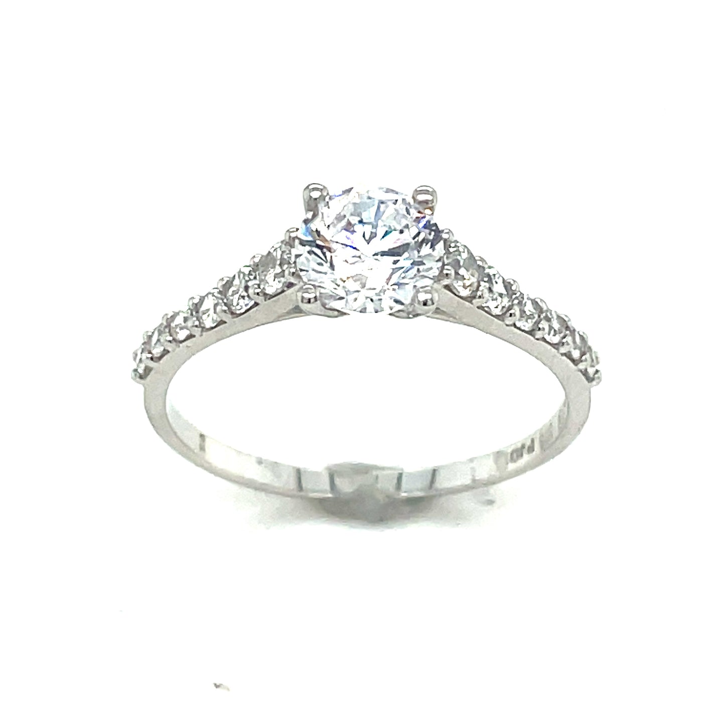 9ct White Gold Cubic Zirconia 4 Claw Solitaire Ring