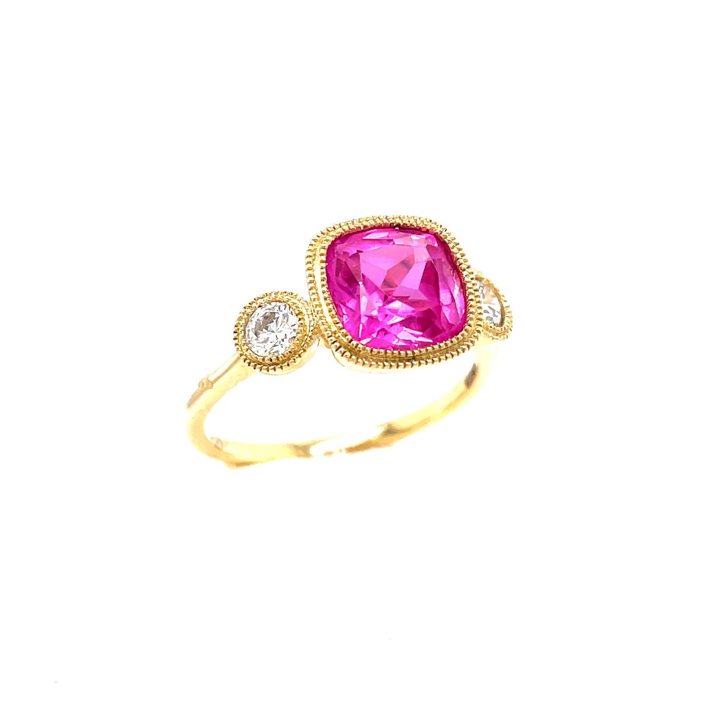 9ct Pink Stone Cubic Zirconia Rubouver Solitaire Ring