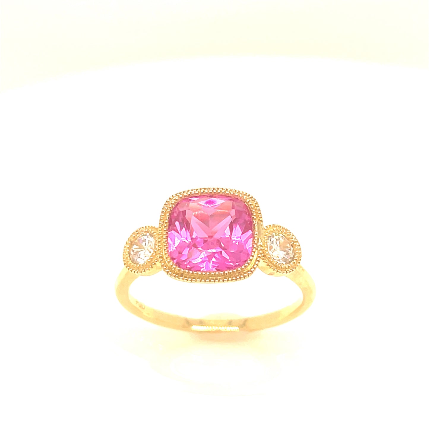 9ct Pink Stone Cubic Zirconia Rubouver Solitaire Ring