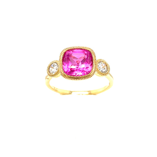 9ct Pink Stone Cubic Zirconia Rubouver Solitaire Ring