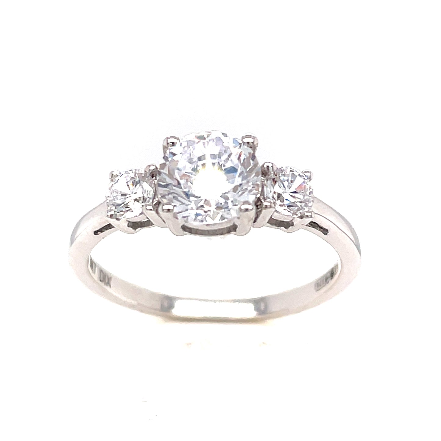 9ct White Gold 3 Stone Cubic Zirconia Graduated Ring
