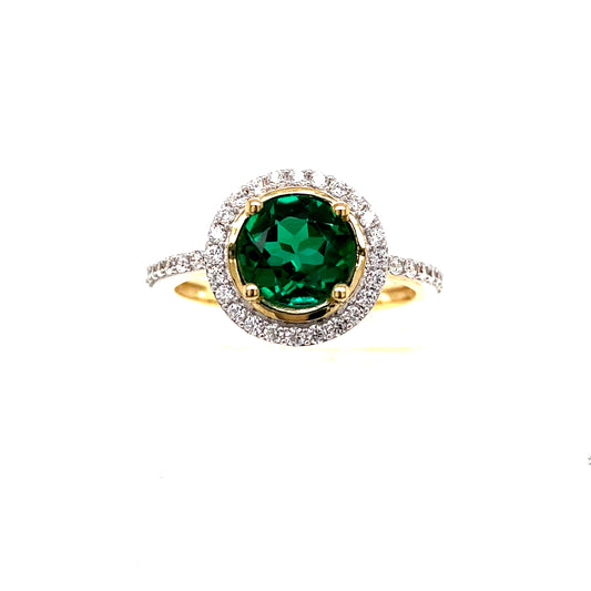 9ct Green Stone Cubic Zirconia Halo Ring