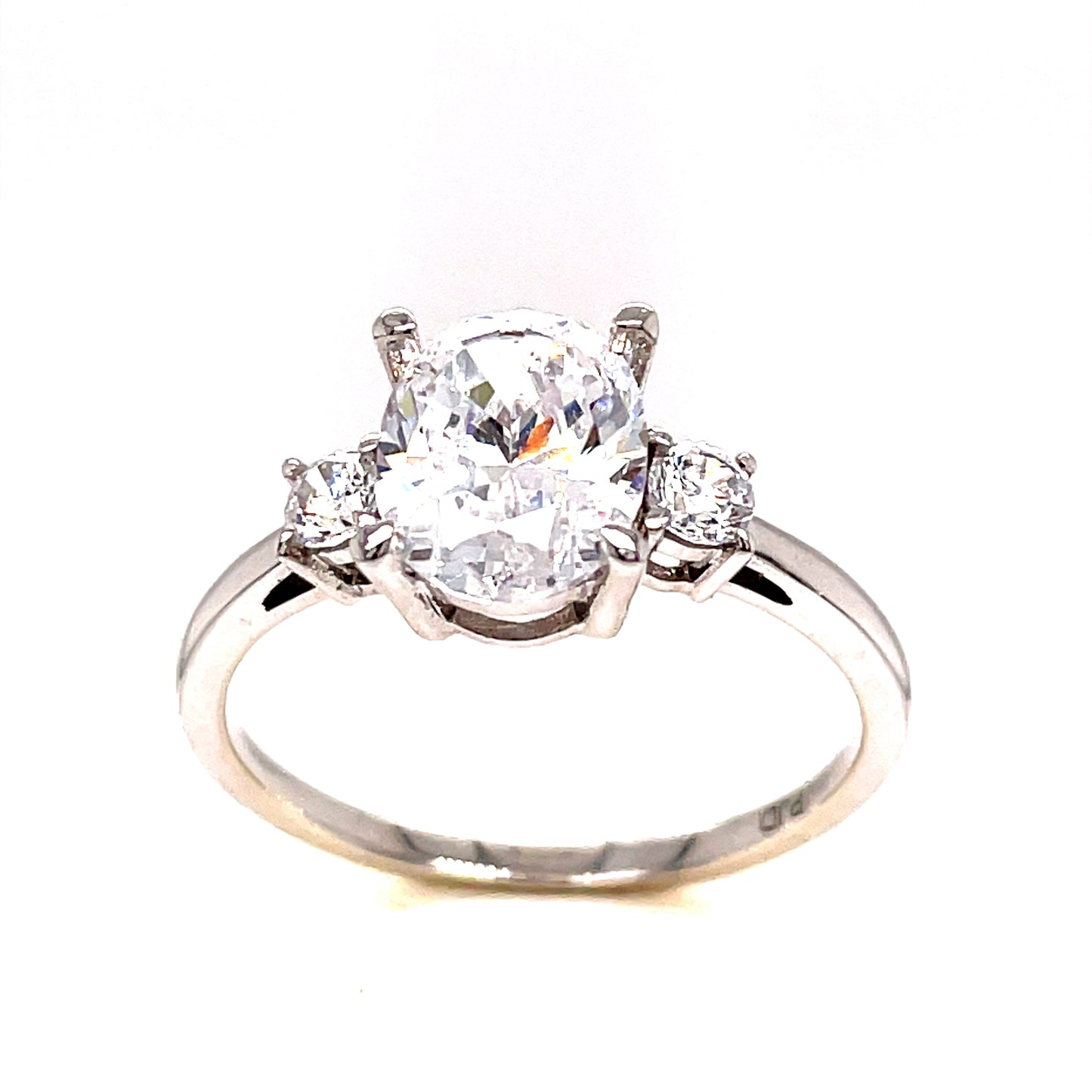 9ct White Gold Cubic Zirconia Oval Solitaire And Ring