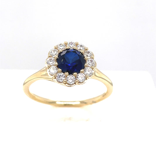 9ct Created Sapphire Cubic Zirconia Round Twist Cluster Ring