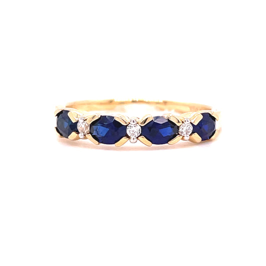9ct Gold Eternity Ring With Sapphire And Cubic Zirconia