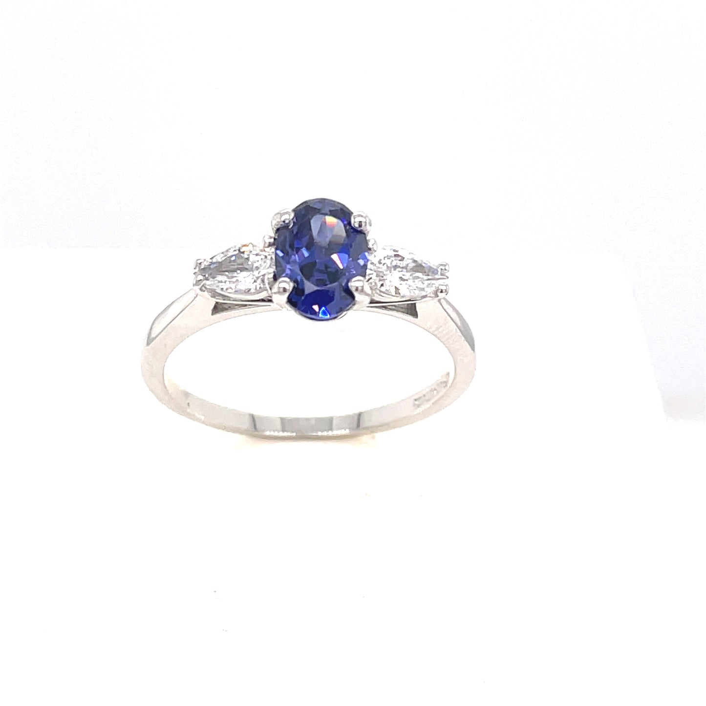 9ctwhite Gold Oval Tanzanite Cubic Zirconia Pear Shoulder Ring