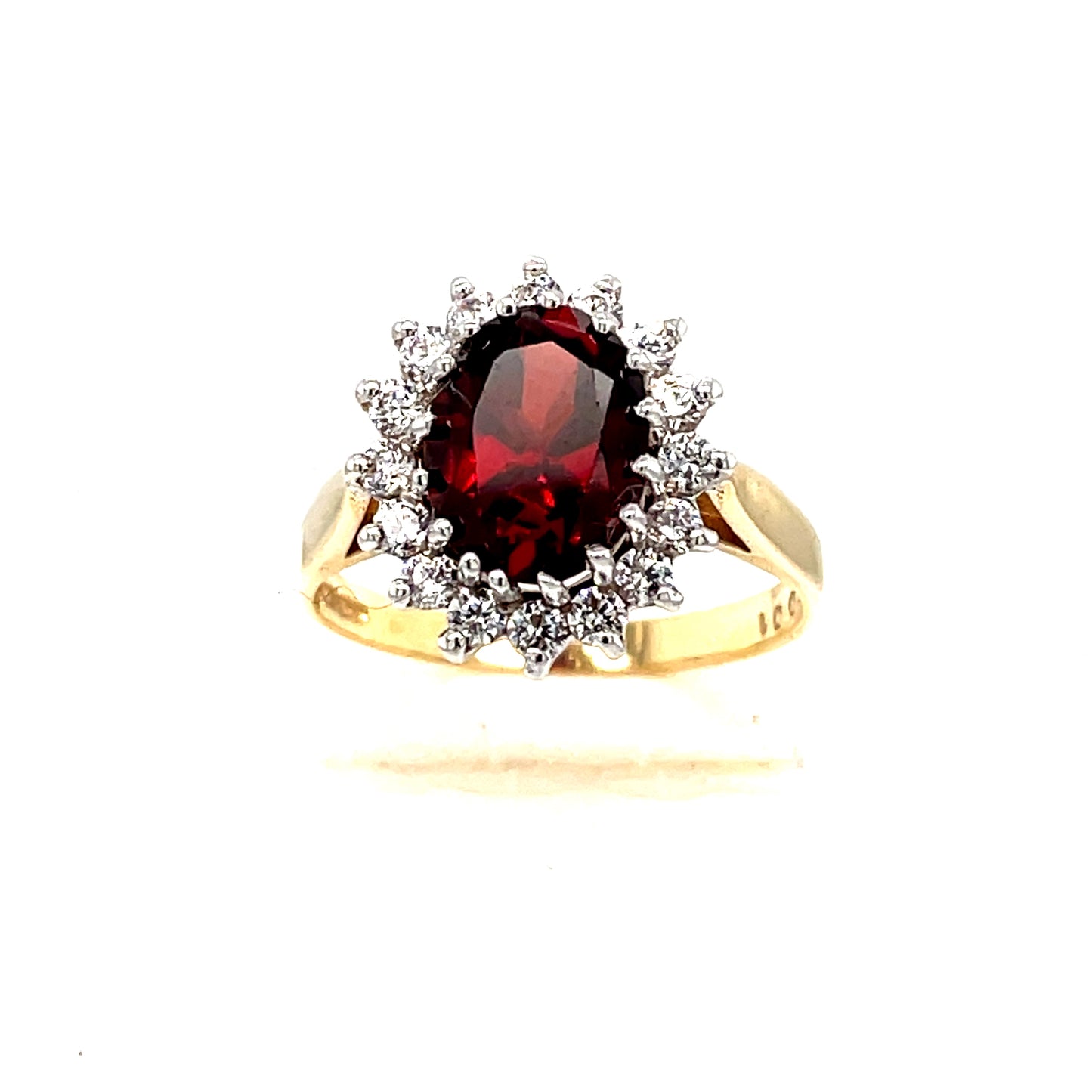 9ct Garnet Cubic Zirconia Cluster Ring