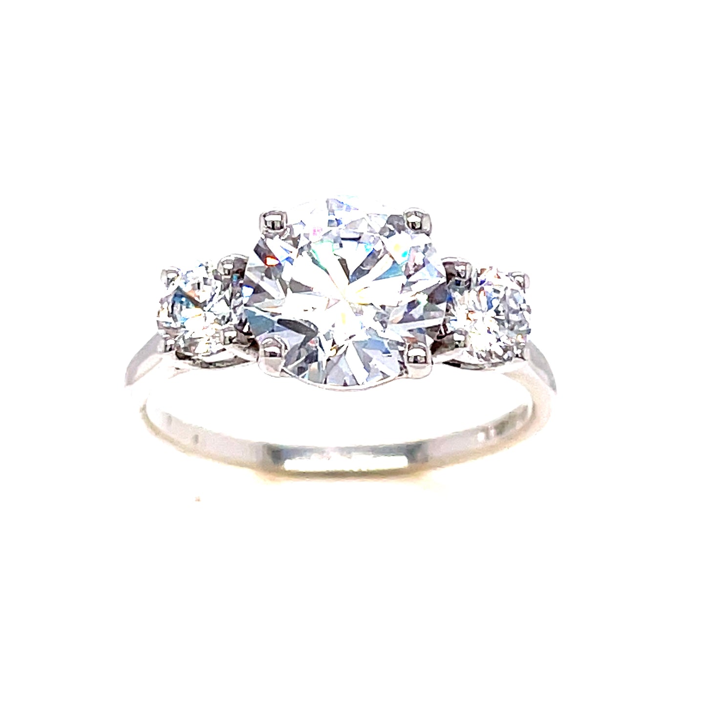 9ct White Gold Three Stone Cubic Zirconia Graduated Ring