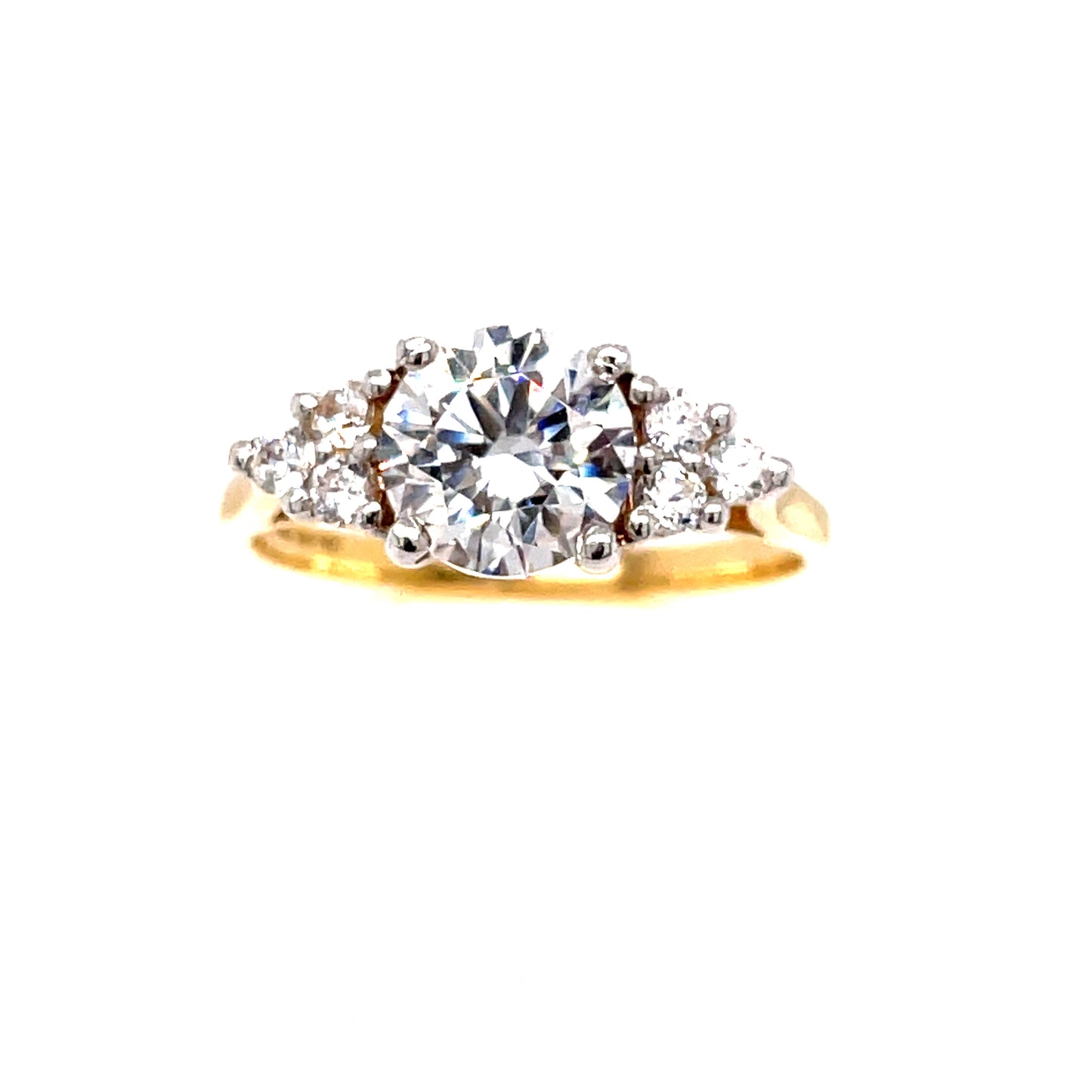 9ct Round Brilliant Cubic Zirconia Ring With Cz Shoulders