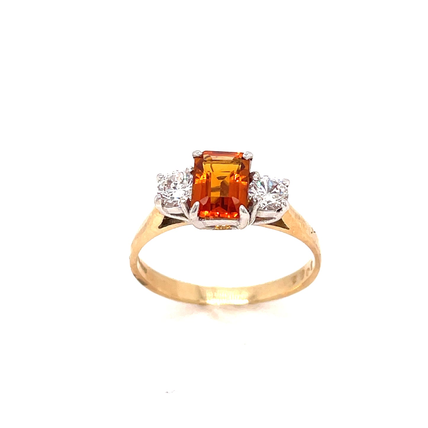 9ct Three Stone Citrine And Cubic Zirconia Dress Ring