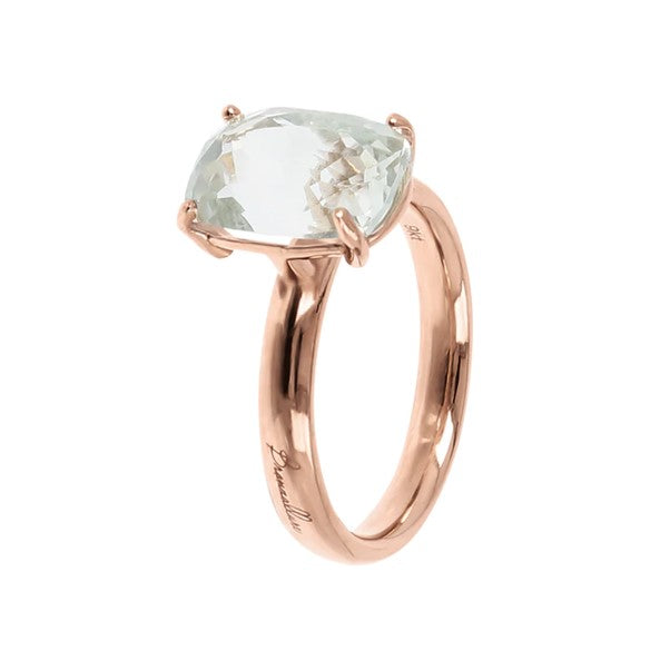 9ct Rose Gold Green Amethyst Rectangular Ring