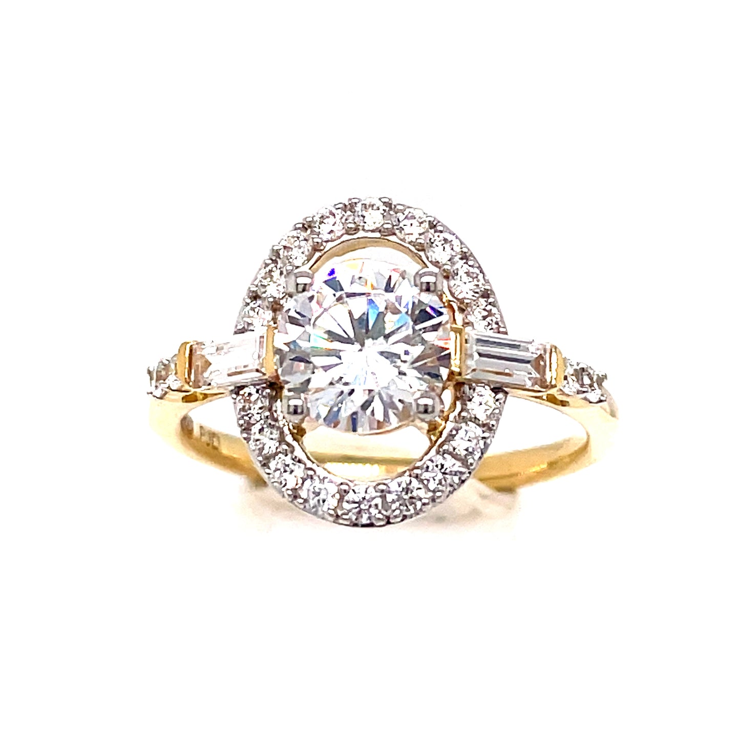 9ct Open Oval Round Solitaire Fancy Dress Ring