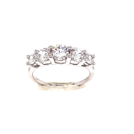 9ct White Gold Five Stone Dress Ring