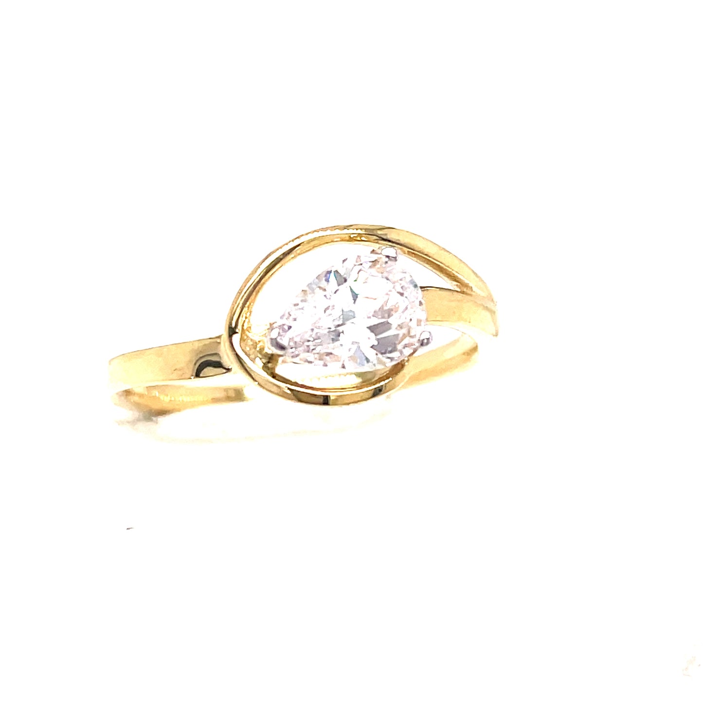 9ct Open Pear Loop Cubic Zirconia Dress Ring