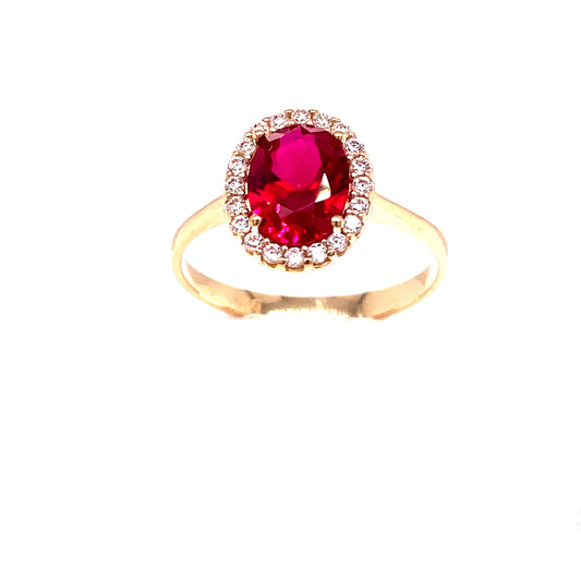 9ct Oval Cubic Zirconia And Synthetic Ruby Dress Ring