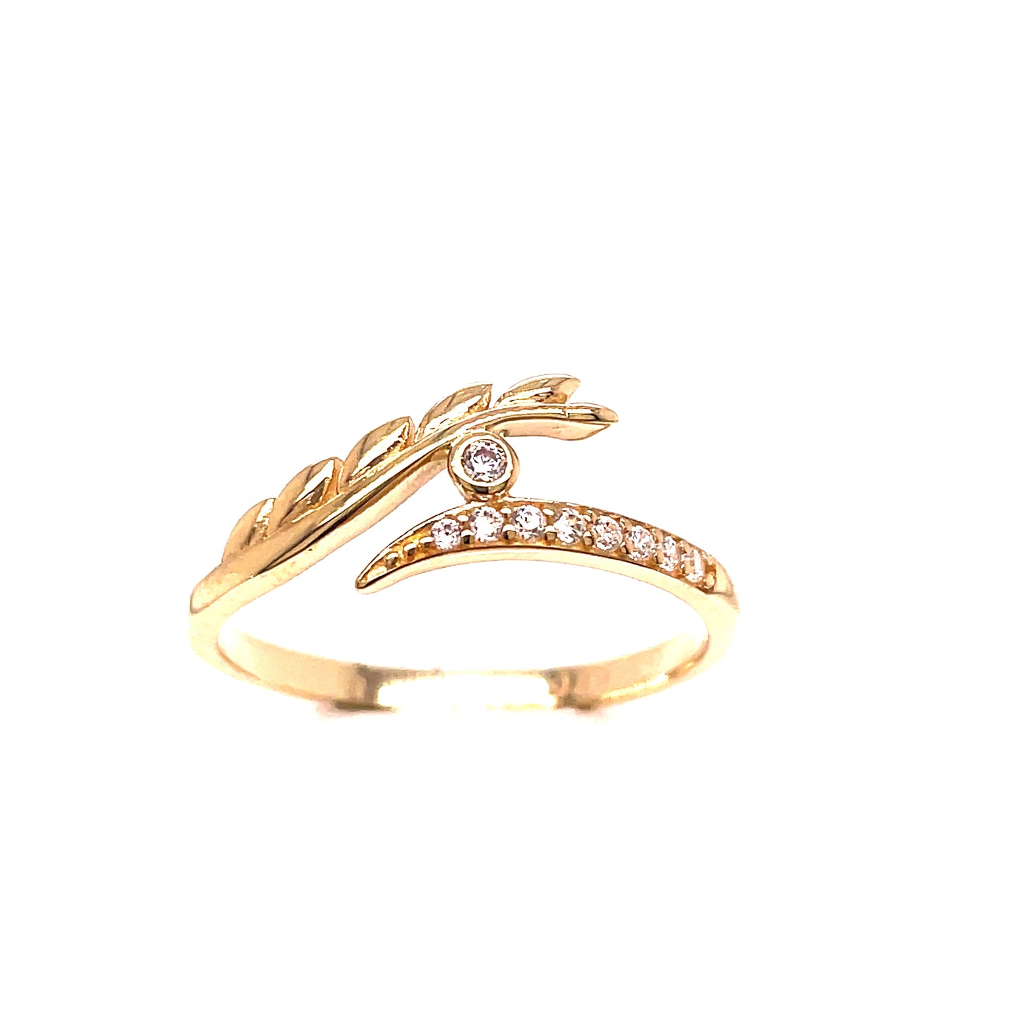 9ct Cubic Zirconia Leaf Detail Wrap Dress Ring