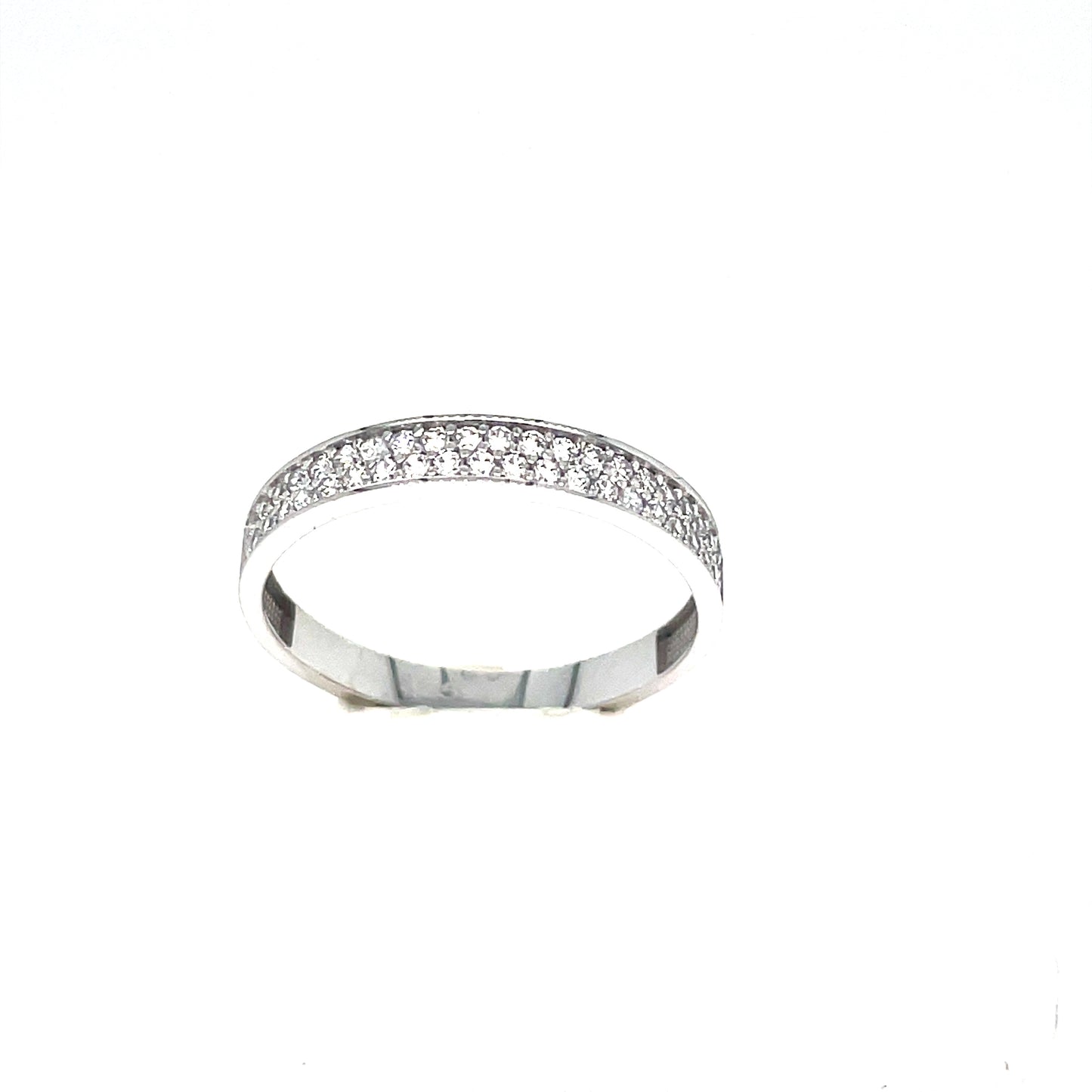9ct White Gold Cubic Zirconia 2 Row Eternity Dress Ring
