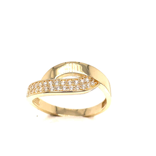 9ct Gold Cubic Zirconia Open Wave Dress Ring