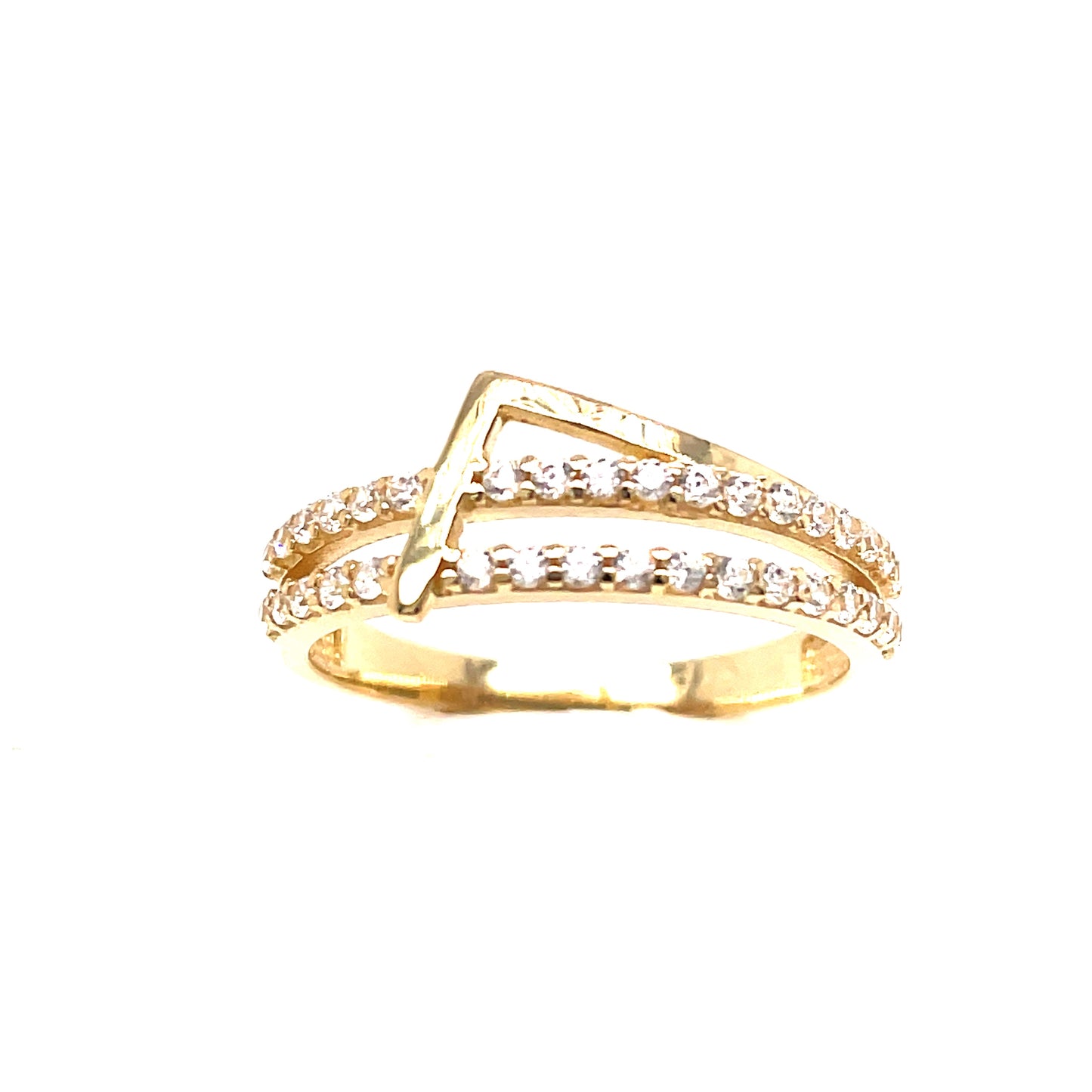 9ct Cubic Zirconia Two Row Open Shoulder Eternity Dress Ring