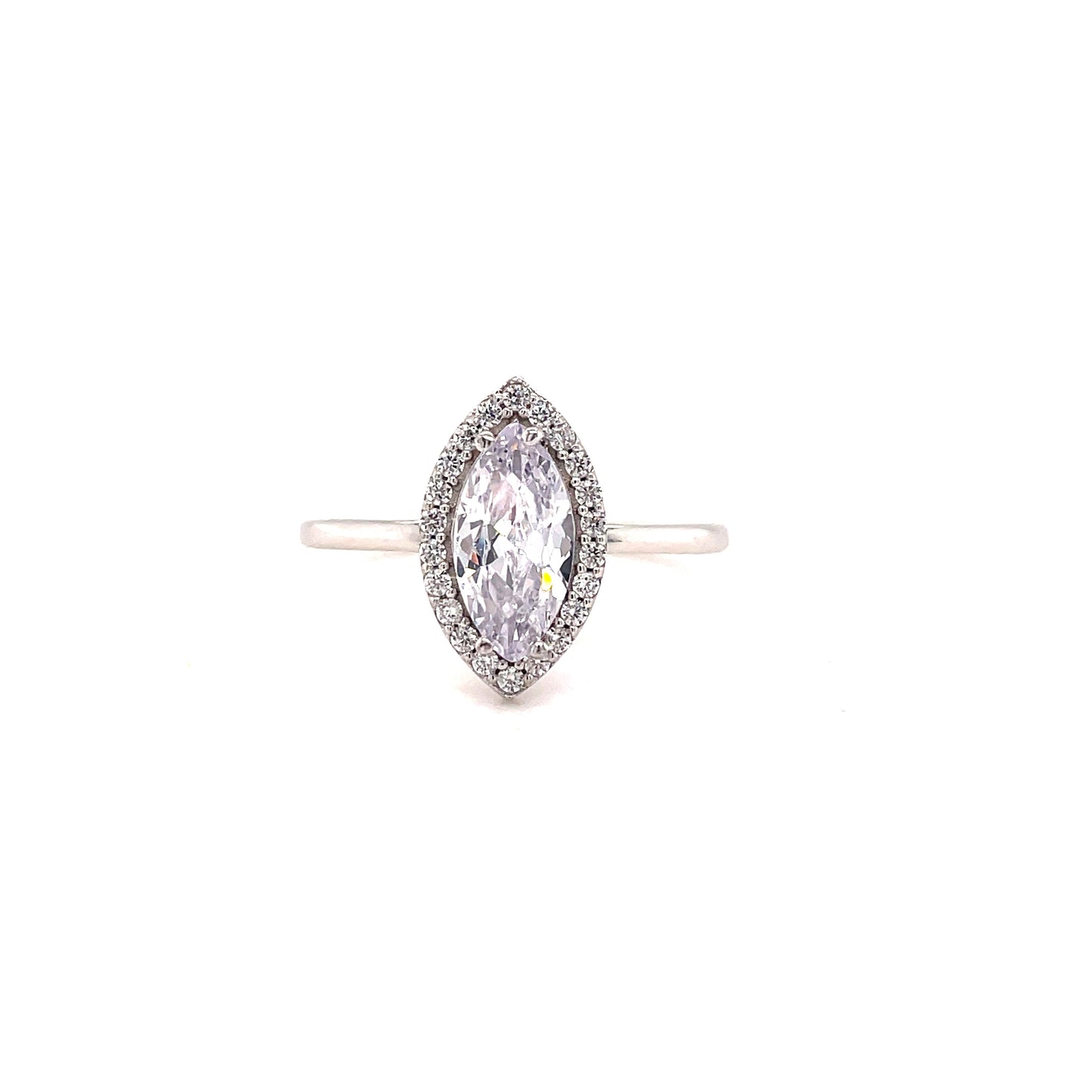 9ct White Gold Cubic Zirconia Marquise Cluster Dress Ring