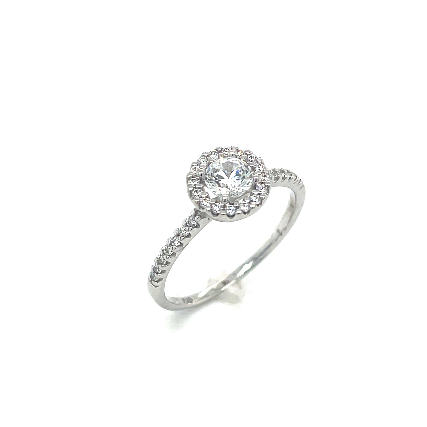 9ct White Gold Round Halo Cluster Cubic Zirconia Dress Ring