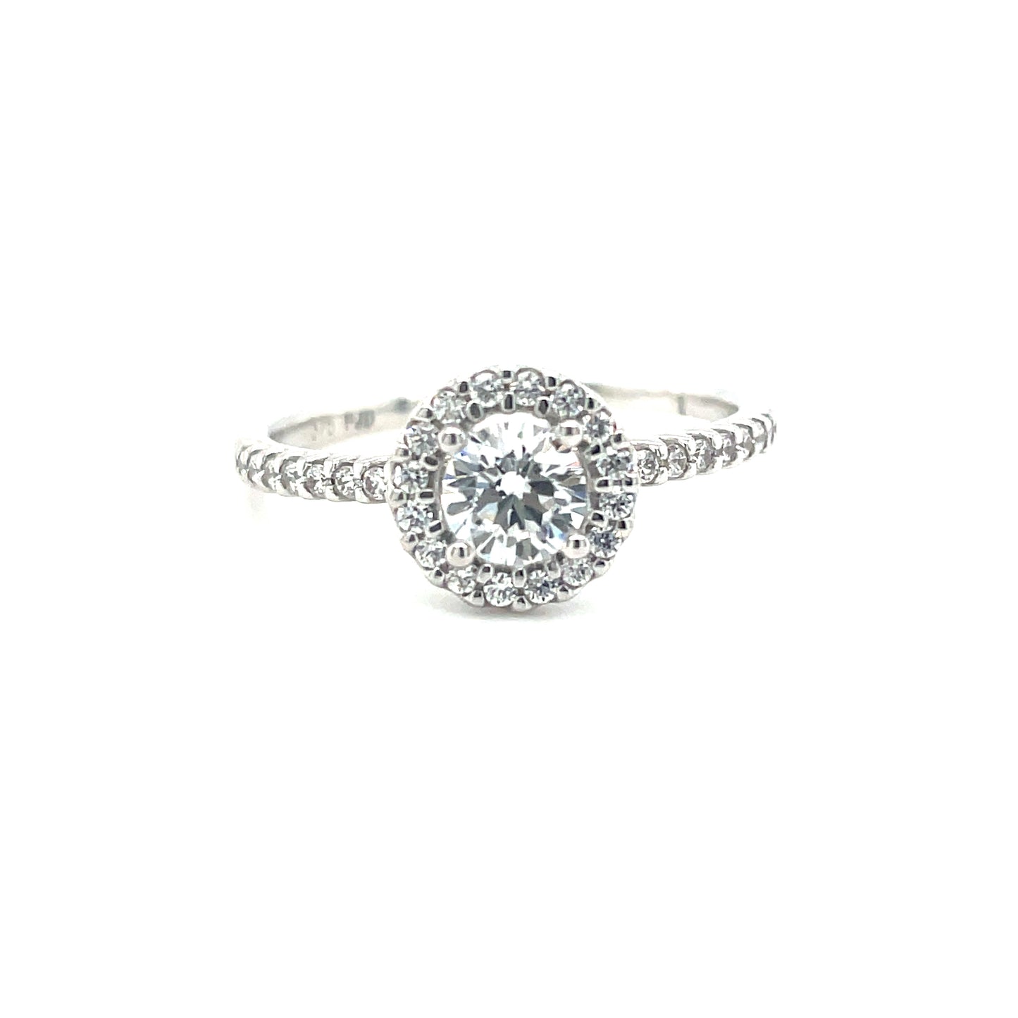 9ct White Gold Round Halo Cluster Cubic Zirconia Dress Ring