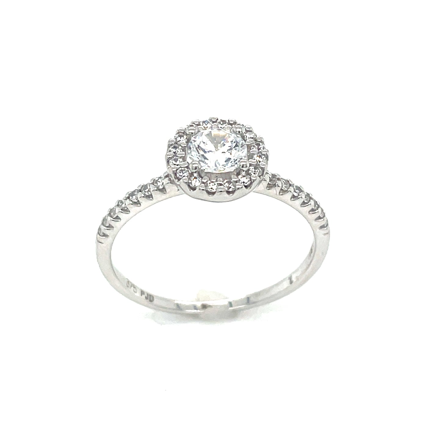 9ct White Gold Round Halo Cluster Cubic Zirconia Dress Ring