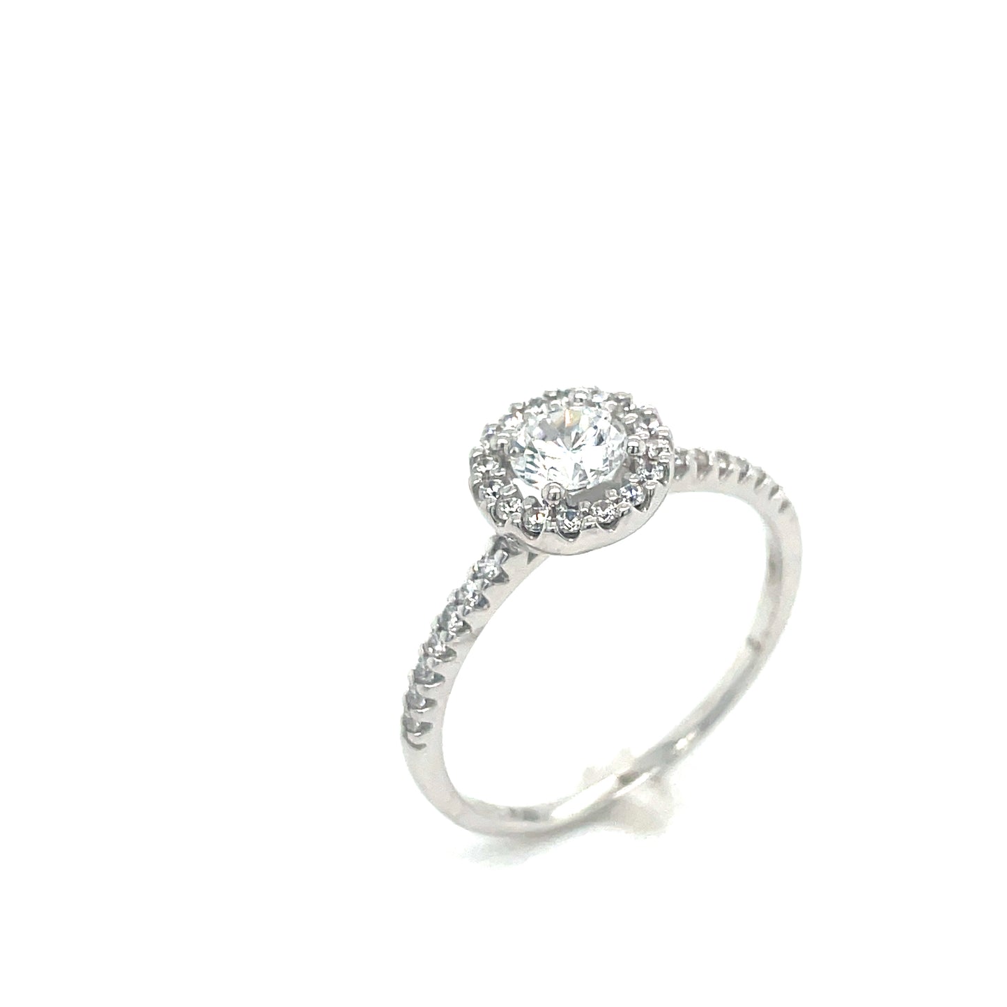 9ct White Gold Round Halo Cluster Cubic Zirconia Dress Ring