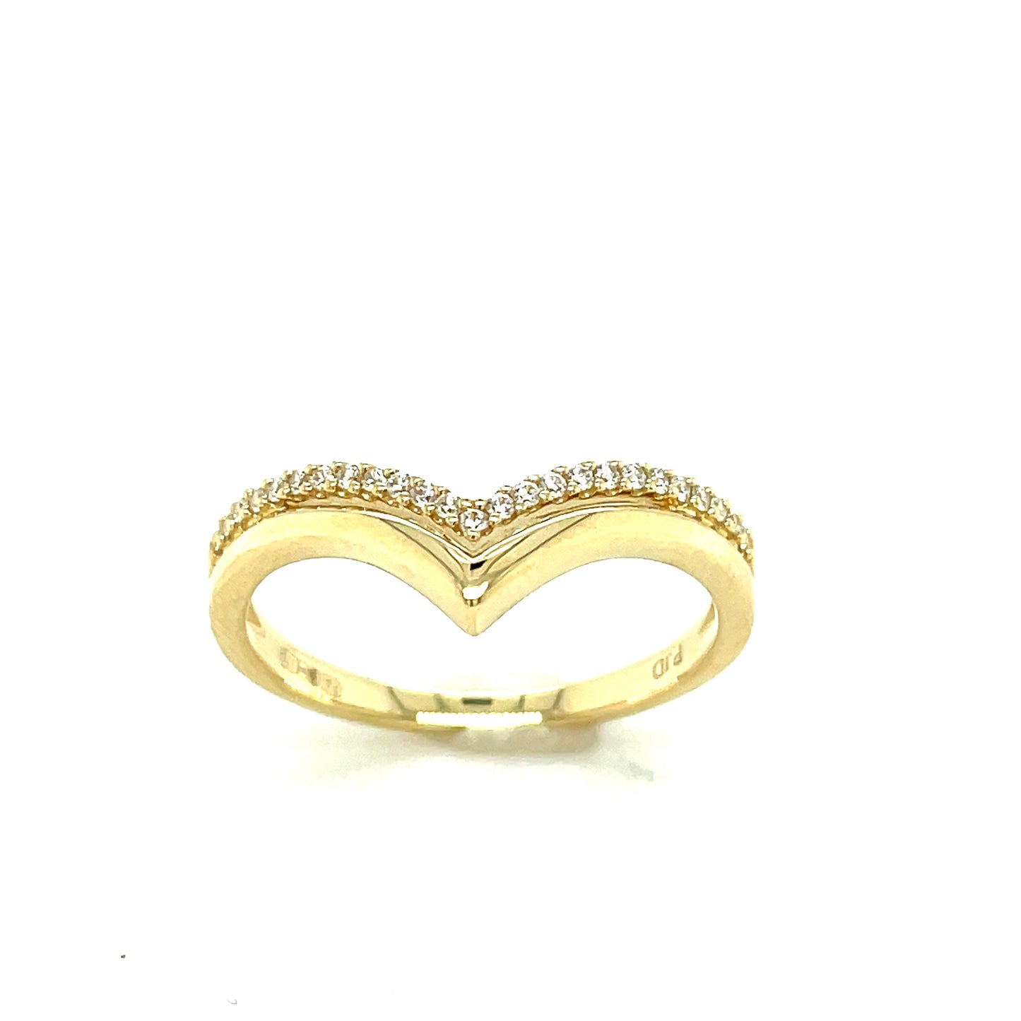 9ct Open Wishbone Cubic Zirconia Dress Ring