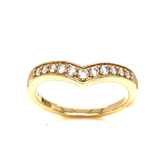 9ct Gold Channel Set Wishbone Shape CZ Eternity Ring